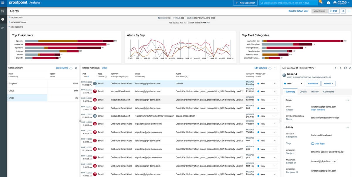 Proofpoint DLP interface.