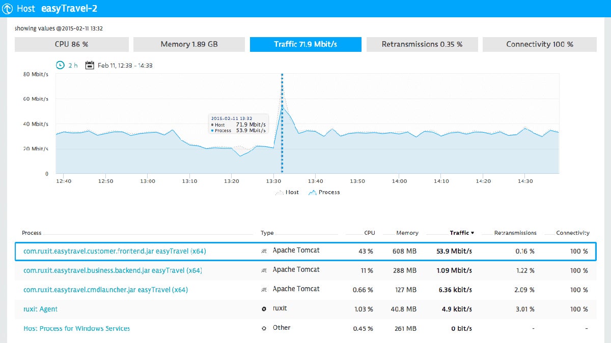 Dynatrace interface.