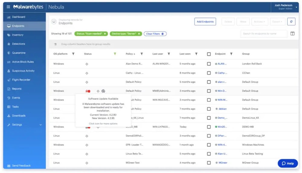 Malwarebytes interface.