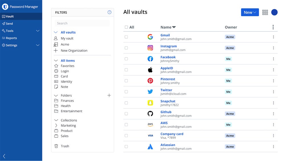 Bitwarden user interface.