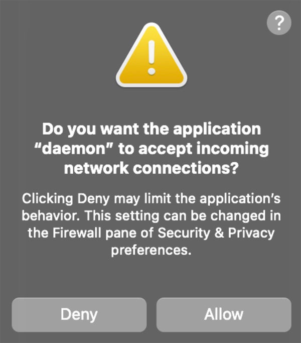 Confirmation window on macOS.