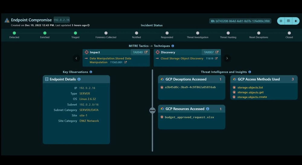 Acalvio Shadowplex interface.