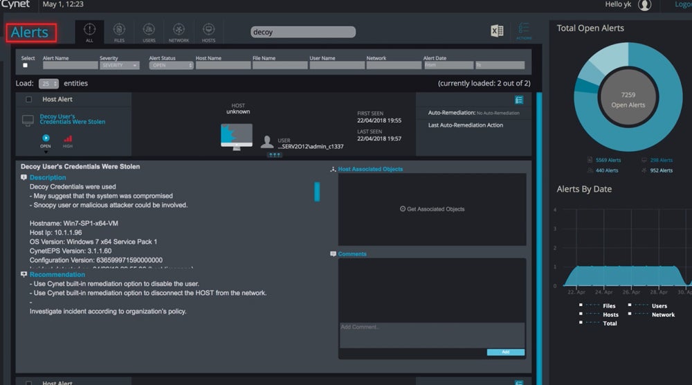 Cynet 360 AutoXDR interface.