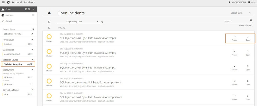 AlertLogic MDR web log analytics.