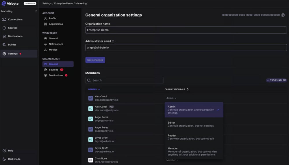 Airbyte Cloud interface screenshot.