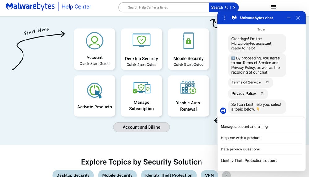Malwarebytes help center.