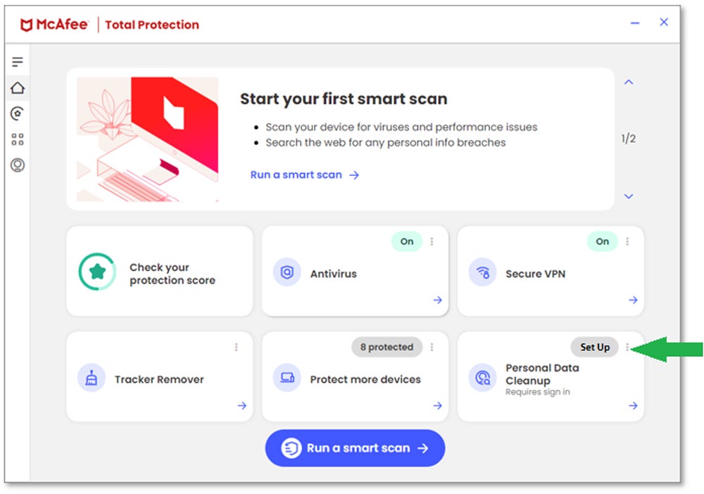 McAfee Personal Data Cleanup setup.