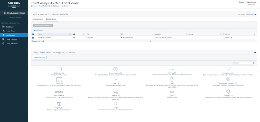Sophos interface screenshot.